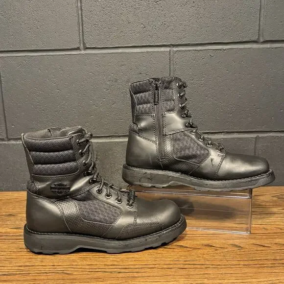 Harley Davidson D96204 6.5” Black Leather Combat Biker Boots Men’s 8 - Picture 1 of 8